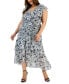 Фото #1 товара Plus Size Paisley-Print Ruched-Waist Midi Dress