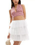 Фото #1 товара In The Style ruffle tiered mini rara skirt in white