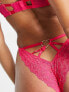 ASOS DESIGN Hallie heart lace cheeky brazilian brief with hardware in pink