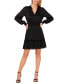 ფოტო #1 პროდუქტის Women's Tie-Neck Long Sleeve Smocked Ruffled Hem Dress