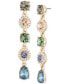 Gold-Tone Multicolor Crystal Linear Drop Earrings