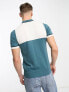 Farah Cleo colour block short sleeve polo in indigo green and white