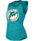 Women's Aqua Miami Dolphins Retro Tri-Blend Raglan Muscle Tank Top