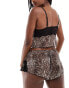 ASOS DESIGN spot cami lace top & short in leopard print