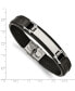 ფოტო #2 პროდუქტის Stainless Steel Polished Black Leather ID Bracelet