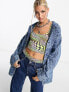 Фото #1 товара ASOS DESIGN Smiley denim shacket in mid wash blue