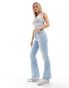 Miss Selfridge Petite heart pocket flare jean in bleach wash Bleichwaschung, W26 L28 - фото #2