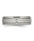 Stainless Steel Polished and Textured 7mm Grooved Band Ring