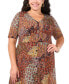 Фото #4 товара Plus Size Printed V-Neck Button-Front Jersey Dress