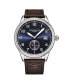 Men's Aviator Brown Leather , Blue Dial , 51mm Round Watch