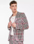 Фото #2 товара Twisted Tailor ribery skinny suit jacket in pink houndstooth check