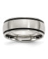 Фото #1 товара Stainless Steel Brushed with Black Rubber 8mm Band Ring