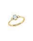 ფოტო #1 პროდუქტის Emerald Cut Aquamarine Gemstone, Natural Diamonds Birthstone Ring in 14K Yellow Gold