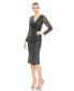 ფოტო #2 პროდუქტის Women's Ieena Sequined Faux Wrap V Neck Long Sleeve Midi Dress