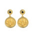 Фото #1 товара 17093 Gold Layered Butterfly Coin Goldtone Art Decor Earrings with Black Stone, Gold