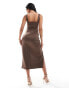 Фото #4 товара True Violet corset wrap midi dress in brown