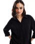 ASOS DESIGN relaxed fit linen shirt in black