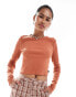 Фото #1 товара Vans drew ribbed long sleeve top in burnt orange