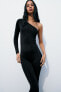 Flared polyamide asymmetric jumpsuit