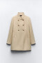 Фото #6 товара Двубортное пальто из смесовой шерсти с высоким воротником ZARA