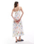 Abercrombie & Fitch maxi dress in white with picnic print in white