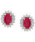 Фото #1 товара Ruby (1-1/5 ct. t.w.) & Diamond (1/4 ct. t.w.) Halo Stud Earrings in 10k Gold