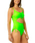 Фото #3 товара Juniors' Adjustable-Cinch Ribbed One-Piece Swimsuit, Created for Macy's