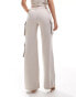 Aria Cove denim look wide leg pocket detail trousers co-ord in light grey Серый, 40 - фото #4