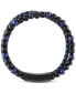 Men's Onyx & Lava Bead Triple Row Braided Leather Bracelet in Black Ion-Plated Stainless Steel (Also in Onyx/Sodalite)