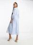 Фото #2 товара Nobody's Child Cassie tie sleeve midi dress in blue