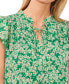 Women's Floral Clip-Dot Tie-Neck Flutter-Sleeve Top