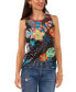 Фото #1 товара Women's Printed Crewneck Split Back Keyhole Tank Top