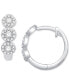 ფოტო #3 პროდუქტის Diamond Triple Halo Small Hoop Earrings (1/3 ct. t.w.) in 14k White Gold