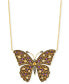 Multi-Gemstone (5-5/8 ct. t.w.) & Chocolate Diamond (1/8 ct. t.w.) Butterfly Adjustable 20" Pendant Necklace in 14k Gold