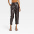 Фото #1 товара Women's High-Rise Faux Leather Tapered Ankle Pants - A New Day Dark Brown 6