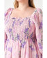 Фото #2 товара Women's Plus size Floral Smocked Maxi Dress
