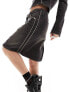 Фото #3 товара Weekday Portola co-ord denim midi skirt with piping detail in washed black