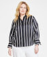Фото #3 товара Plus Size Striped Button-Down Bell-Sleeve Shirt