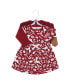 Toddler Girls Organic Cotton Dress and Cardigan, Red Winter Folk