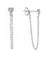 Cubic Zirconia Front Back Post Chain Earrings in Sterling Silver
