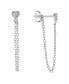 ფოტო #1 პროდუქტის Cubic Zirconia Front Back Post Chain Earrings in Sterling Silver