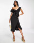 Little Mistress one shoulder midi dress in black