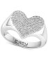ფოტო #1 პროდუქტის EFFY® Diamond Pavé Heart Ring (1/3 ct. t.w.) in Sterling Silver