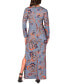 ფოტო #2 პროდუქტის Women's Grey Long Sleeve Side Slit Fitted Maxi Dress