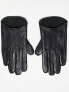 ASOS DESIGN leather gloves with touch screen in black