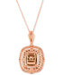 Chocolate Quartz (3-1/2 ct. t.w.) & Diamond (3/4 ct. t.w.) Double Halo Pendant Necklace in 14k Rose Gold, 18" + 2" extender