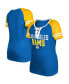 ფოტო #1 პროდუქტის Women's Royal Los Angeles Rams Raglan Lace-Up T-shirt