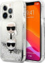 Karl Lagerfeld Etui Karl Lagerfeld KLHCP13XKICGLS Apple iPhone 13 Pro Max srebrny/silver hardcase Liquid Glitter Karl&Choupette Head - фото #1