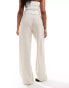 Фото #2 товара ASOS DESIGN tailored wide leg trouser with pleat detail with linen in natural