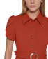 ფოტო #4 პროდუქტის Women's Tulip-Sleeve Belted Shirtdress